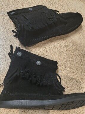 Minnetonka Black Suede Ankle Boot